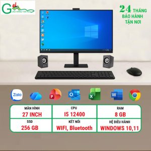 Máy tính để bàn All in One LCD 27 inch/i5 12400/ram 8G/SSD 256GB/Trắng