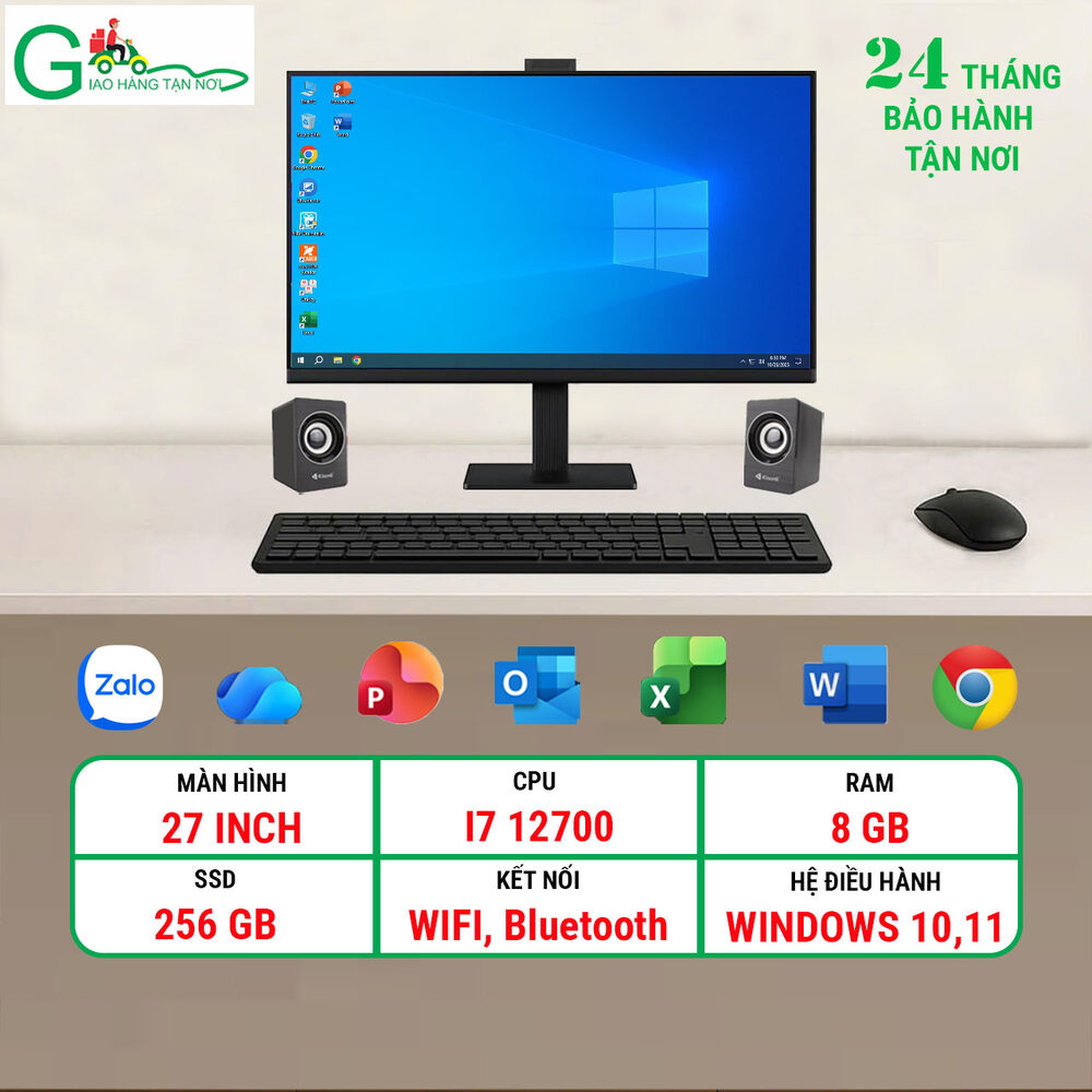 Máy tính để bàn All in One LCD 27 inch/i7 12700/ram 8G/SSD 256GB/Trắng