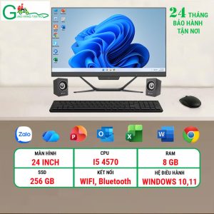 Máy tính để bàn All in One LCD 24 inch/i5 4570/ram 8G/SSD 256GB/Đen