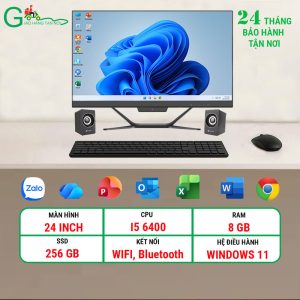 Máy tính để bàn All in One LCD 24 inch/i5 6400/ram 8G/SSD 256GB/Đen